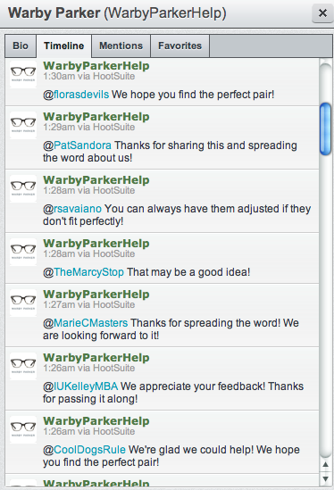 Twitterstream Warby Parker